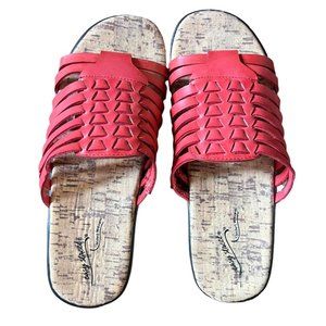Easy Street Comfort Wave Red Upper Sandal Women Size 6.5
